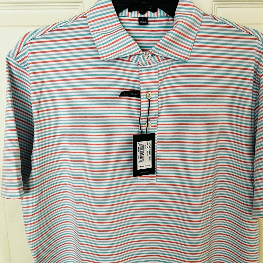 Peter Millar Blue and Orange Polo Shirt - Picture 4 of 11